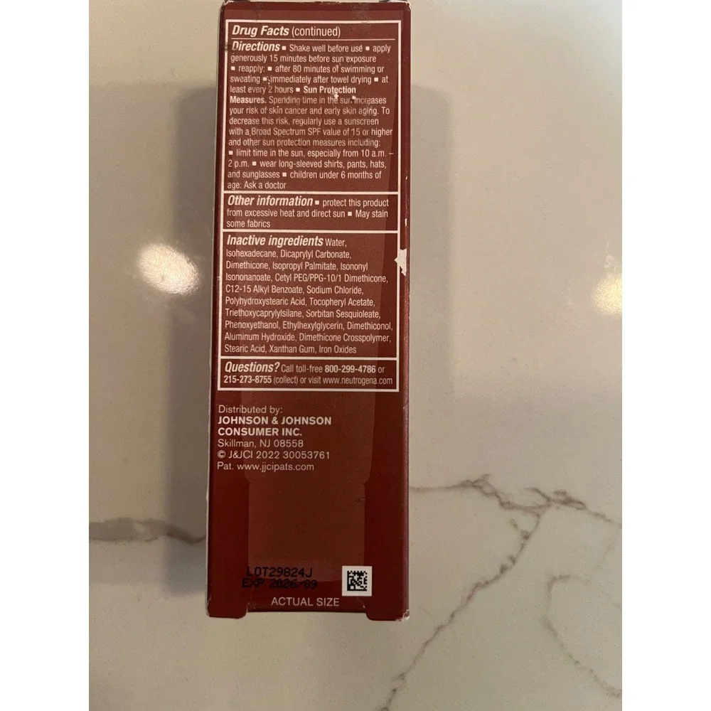 Neutrogena Purescreen Mineral UV-Tint Face Liquid SPF 30 Deep 1.1oz Exp 09/2026